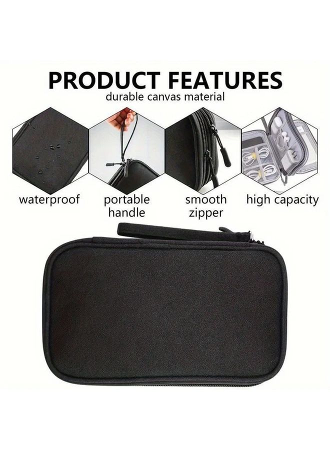 Grey Double Layer Electronics Organizer Bag Portable Charger Cable Accessory Travel Case - Image 4