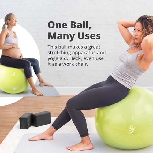 Greater Goods Yoga Ball 55cm Anti-Burst Exercise Ball for Pilates, Stability, Pregnancy & Workouts, Includes Pump, Avocado Green - Image 2