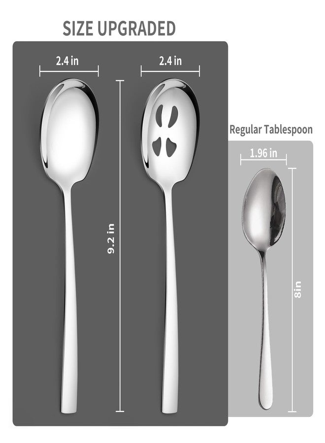 KEYOXY Large Serving Spoons, 4 Pieces Large Stainless Steel Serving Spoons Set Includes 2 Large Serving Spoons,2 Large Slotted Spoons. Serving Spoons for Parties, Dishwasher Safe, 9.2-Inch - Image 3