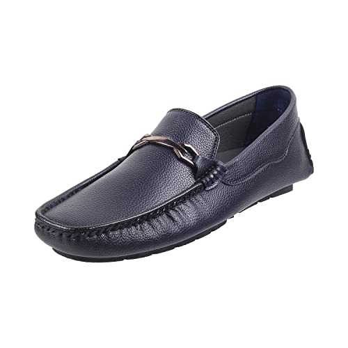Mochi Men Blue/Navy Leather Moccasin UK/6 EU/40 (71-8697) - Image 1
