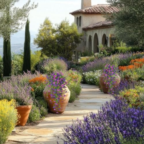 GhuaH 3 Pcs Artificial Hanging Flowers for Outdoors Spring Summer Purple Faux Silk Daisy Flowers UV Resistant Fake Plants Eucalyptus Realistic for Outside Home Indoor Planter Porch Garden Yard Decor - Image 5
