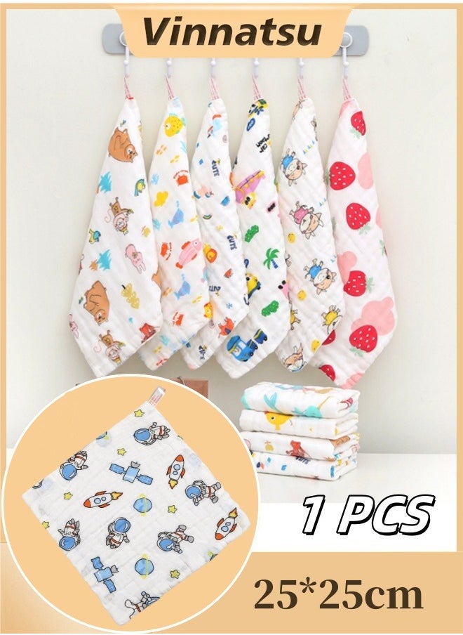Vinnatsu - 25*25CM Baby Bath Towel Soft Washcloths Newborn Face Towel Cotton Absorbent Towel Drool Towel Newborn Essentials Shower 6 Layers Cotton Soft Baby Face Towel Handkerchief Bathing Feeding Face Washcloth - Image 1