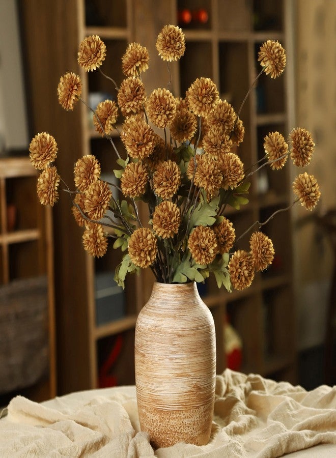 DuHouse 6pcs Artificial Flowers Faux Silk Pompon Mum,Silk Small Mini Chrysanthemum Ball with Stems for DIY Bouquets Centerpieces Vase Home Table Kitchen Decorations(Vintage Yellow) - Image 5