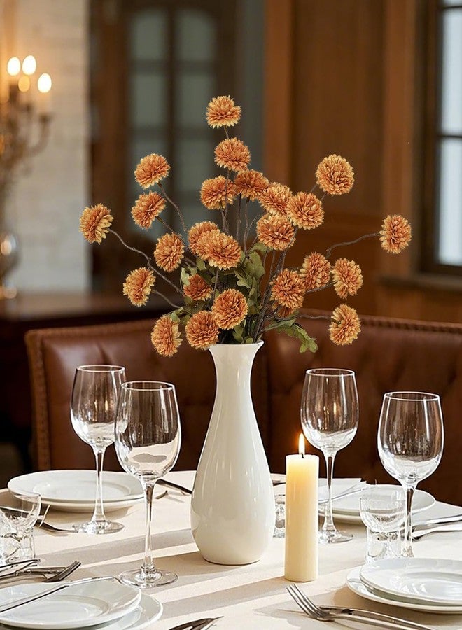 DuHouse 6pcs Artificial Flowers Faux Silk Pompon Mum,Silk Small Mini Chrysanthemum Ball with Stems for DIY Bouquets Centerpieces Vase Home Table Kitchen Decorations(Vintage Yellow) - Image 4