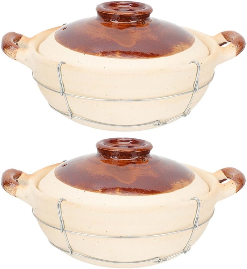 VICASKY 2pcs White Chinese Ceramic Pot with Handle 0.5l Single-handle Casserole for Cooking Rice and Stews, Home Kitchen Oven-safe Traditional Cookware - Image 1