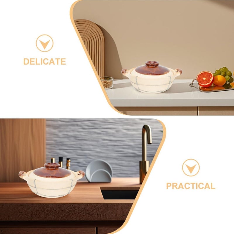 VICASKY 2pcs White Chinese Ceramic Pot with Handle 0.5l Single-handle Casserole for Cooking Rice and Stews, Home Kitchen Oven-safe Traditional Cookware - Image 3