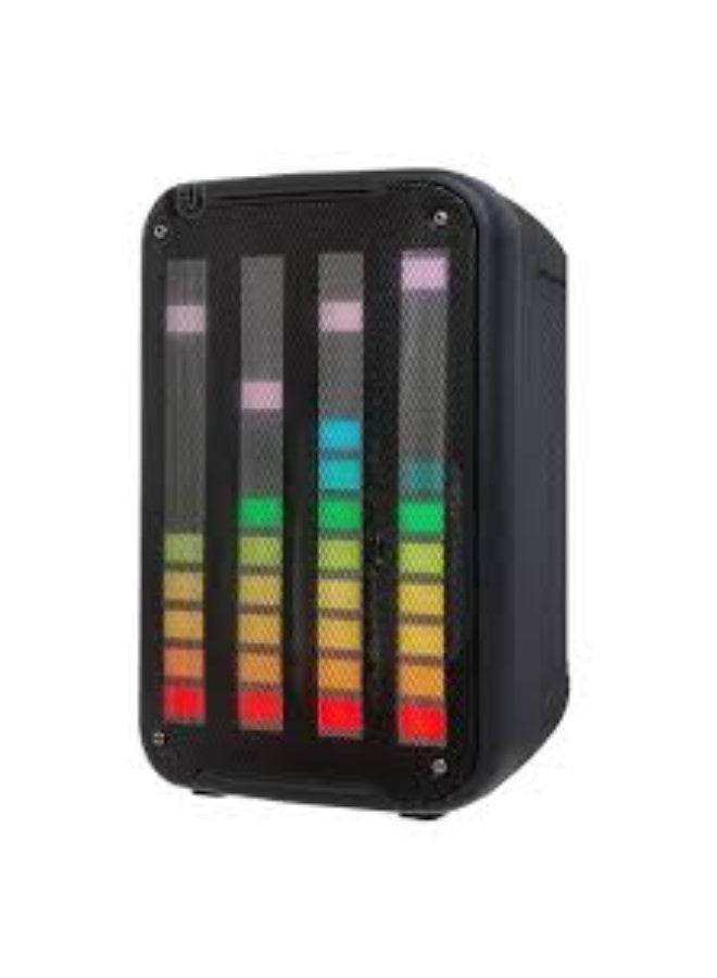 Brudo مكبر صوت خارجي لاسلكي محمول مزدوج بإضاءة LED ملونة RGB بقوة 10 وات وقطر 8 بوصة KTS-1752 - Image 2