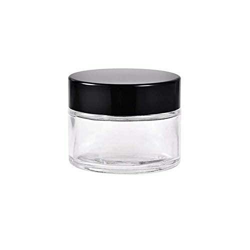 RIGJAK RIGJAK Multipurpose Frosted Glass Empty JarContainer with Black Cap 50GR 50ml for Beauty Cream Blends Skin Care Hair Care Travel Toners Lip Balm Cosmetic etc Transparent Pack of 2  - Image 1