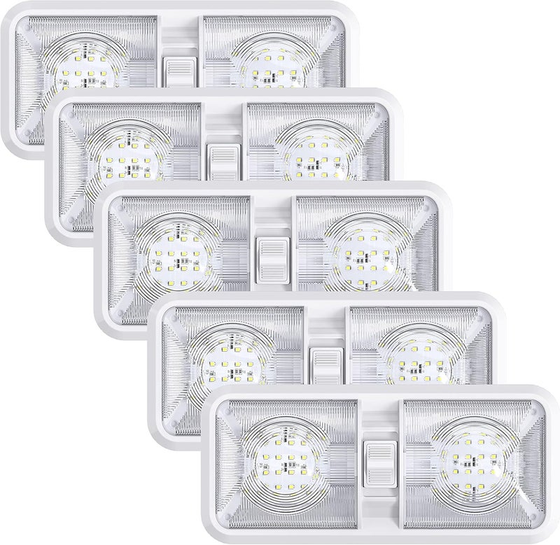 Leisure LED 5 Pack RV Ceiling Double Dome Light Fixture - Image 1