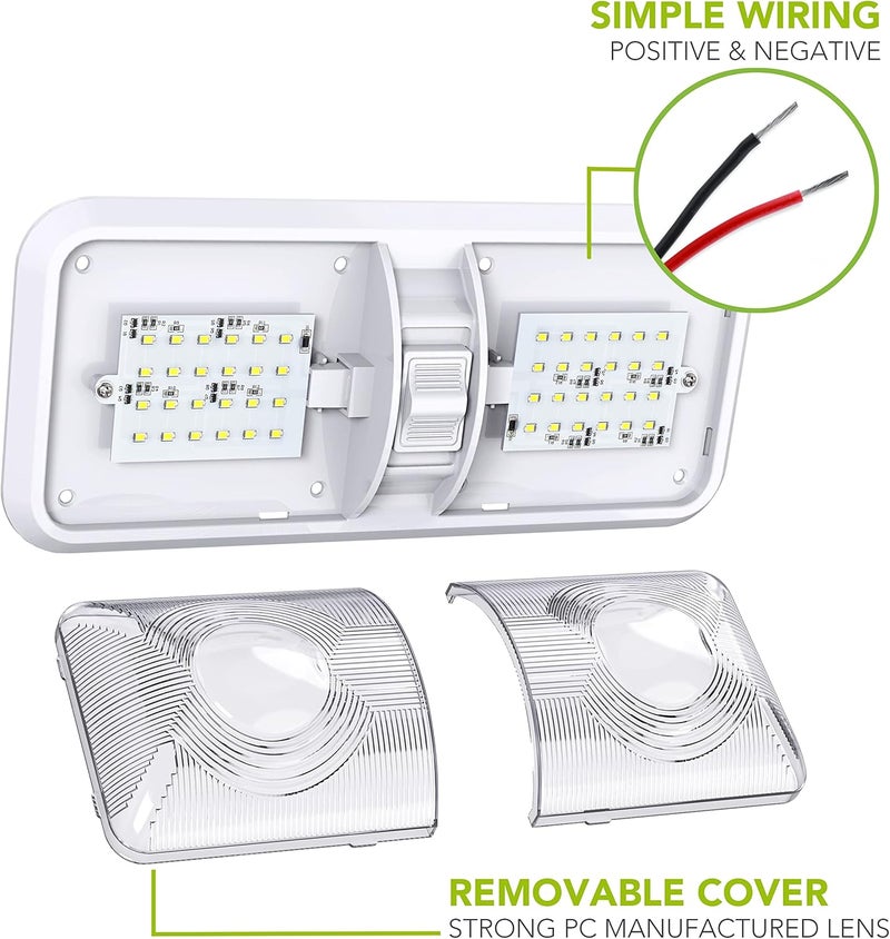 Leisure LED 5 Pack RV Ceiling Double Dome Light Fixture - Image 3