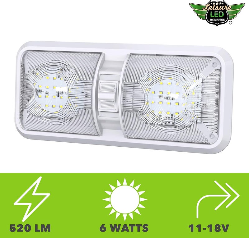 Leisure LED 5 Pack RV Ceiling Double Dome Light Fixture - Image 4