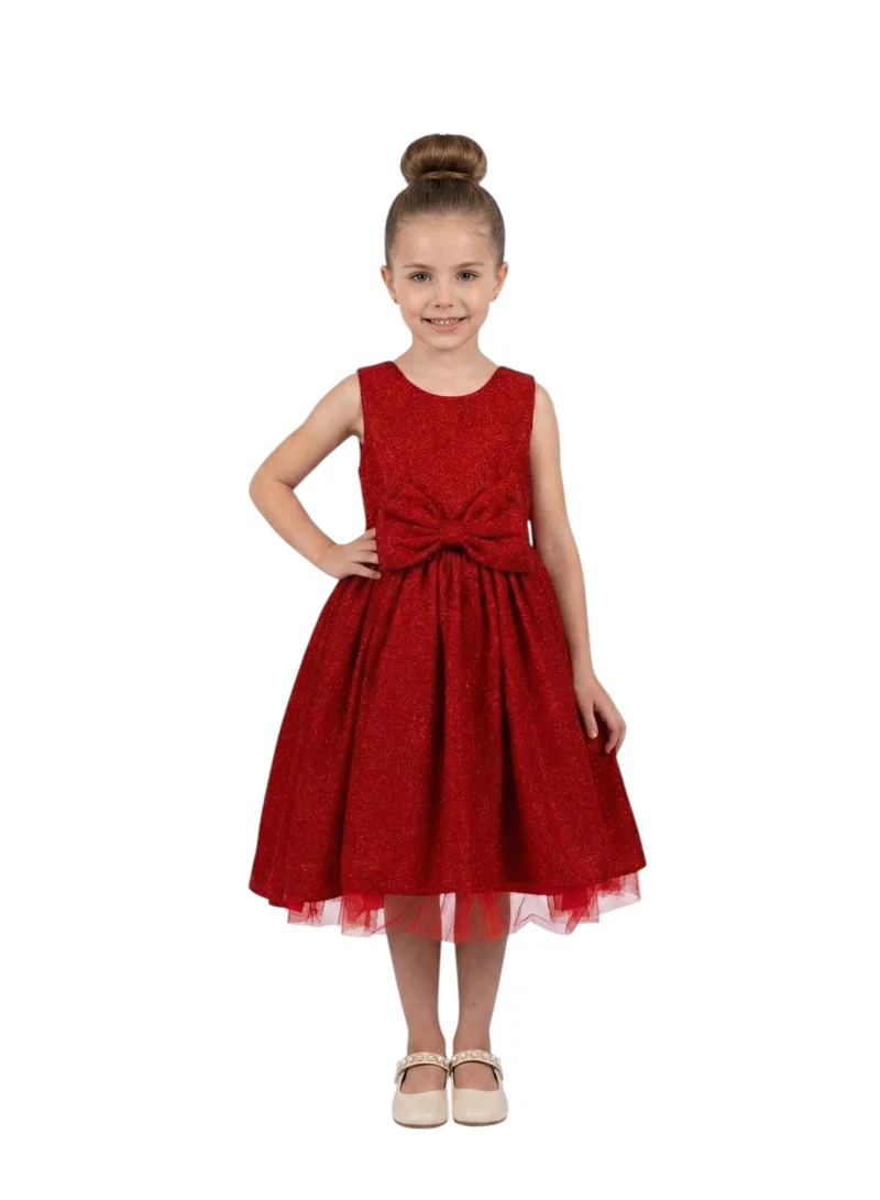 Bidani Glitter Party Dress with  Waist Bow
