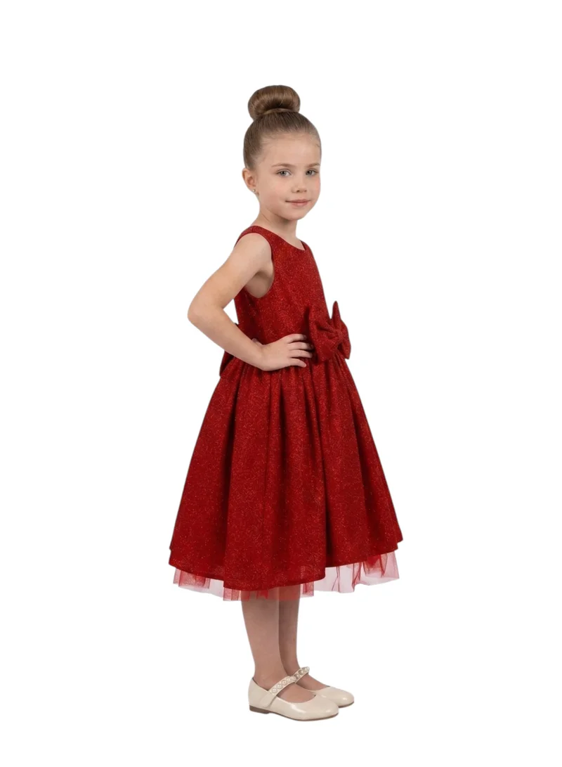 Bidani Glitter Party Dress with  Waist Bow