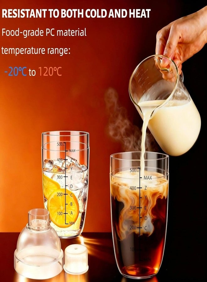 XACA Cocktail Shaker | Acrylic Drink Mixer Bottle with Measurement Markings, Built-in Strainer & Jigger Cap | Bar Tool for Cocktails, Mocktails, Milkshakes, Home Bar Accessories (500ml) - Image 3