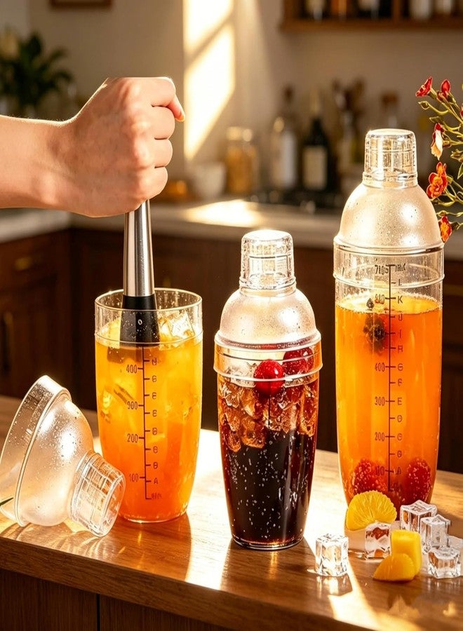 XACA Cocktail Shaker | Acrylic Drink Mixer Bottle with Measurement Markings, Built-in Strainer & Jigger Cap | Bar Tool for Cocktails, Mocktails, Milkshakes, Home Bar Accessories (500ml) - Image 4