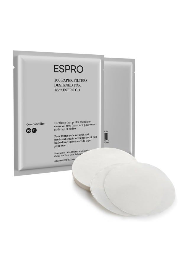 Espro 100 Count Coffee Paper Filters - for ESPRO Coffee French Press, P1/P0, 12/16 Ounce - Image 1