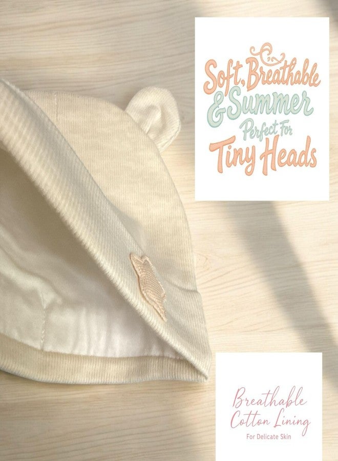 FAMWRAPZ Baby Bear Beanie Cap Lightweight, Soft and Breathable Cotton, 0-3 Months, Elegant New Born Baby Gift Packaging Box Summer Collection Beige - Image 2