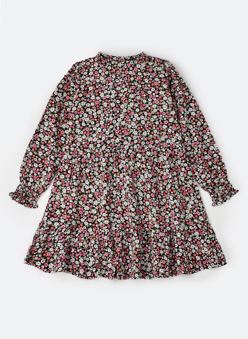 Jelliene فستان بناتي مطبوع بالكامل مصنوع من 100% فيسكوز، فستان ناعم وفضفاض للبنات - Image 2