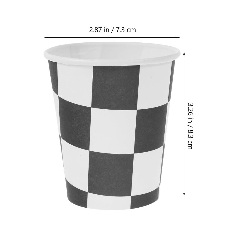 Homoyoyo 20pcs Racing Party Paper Cups 250ml Checkered Disposable Beverage Supplies - Image 3