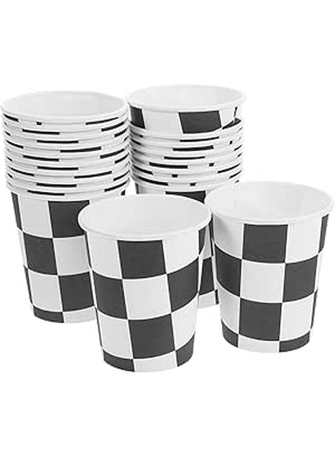 Homoyoyo 20pcs Racing Party Paper Cups 250ml Checkered Disposable Beverage Supplies - Image 1