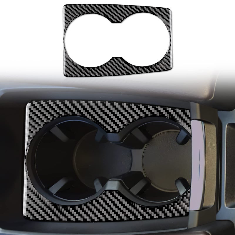 JUPIZEUS Carbon Fiber Car Center Water Cup Holder Frame Cover Sticker for Mazda 6 201620175 with Automatic Transmission Auto Interior Trim 1PCS Black
