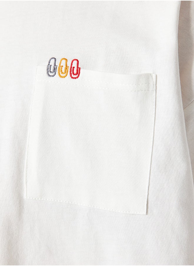 trendyol Men's Oversize/Wide Cut Short Sleeve Color Minimal Embroidery Embroidered Pocket  - Image 3