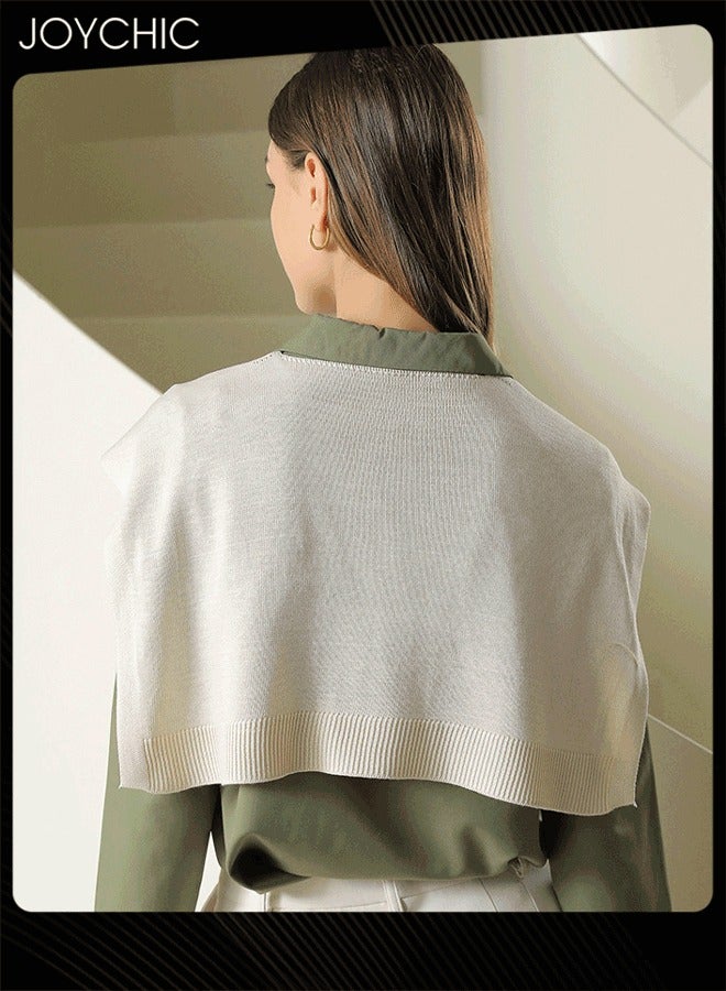 Joychic شال محبوك للنساء مزود بتكييف هواء، شال خارجي زخرفي، وشاح صيفي على الطراز الكوري بلون موحد لحماية من الشمس - Image 3