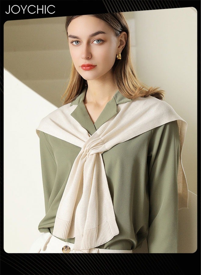 Joychic شال محبوك للنساء مزود بتكييف هواء، شال خارجي زخرفي، وشاح صيفي على الطراز الكوري بلون موحد لحماية من الشمس - Image 1