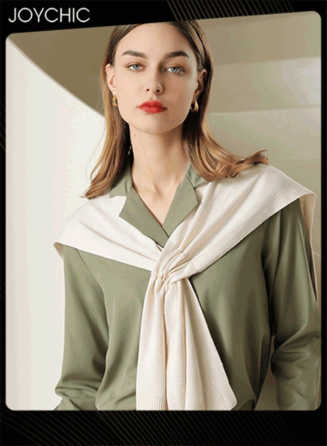 Joychic شال محبوك للنساء مزود بتكييف هواء، شال خارجي زخرفي، وشاح صيفي على الطراز الكوري بلون موحد لحماية من الشمس - Image 2