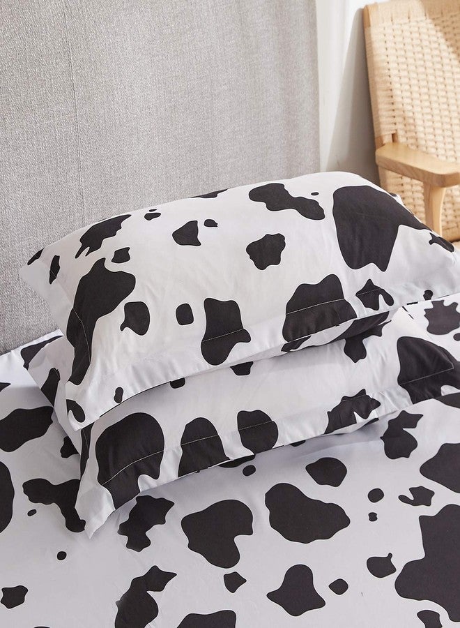 Mengersi Cow Kids Sheet Set Twin Size - Bed Sheets - Black White Cow Sheets - Deep Pockets - 1 Fitted Sheet, 1 Flat, 1 Pillow Case - 3 Piece - Image 3