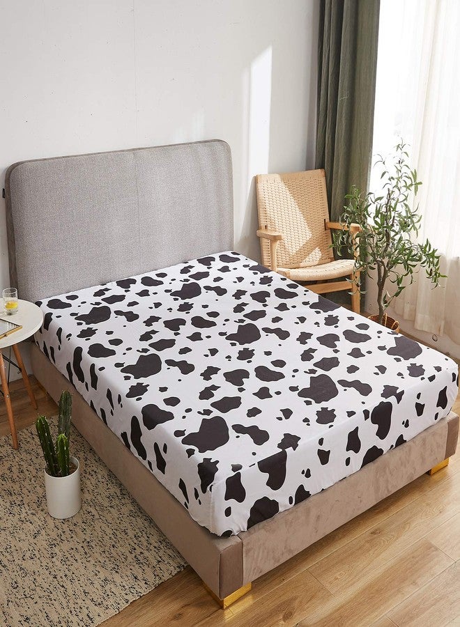 Mengersi Cow Kids Sheet Set Twin Size - Bed Sheets - Black White Cow Sheets - Deep Pockets - 1 Fitted Sheet, 1 Flat, 1 Pillow Case - 3 Piece - Image 2
