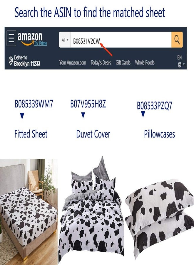Mengersi Cow Kids Sheet Set Twin Size - Bed Sheets - Black White Cow Sheets - Deep Pockets - 1 Fitted Sheet, 1 Flat, 1 Pillow Case - 3 Piece - Image 4