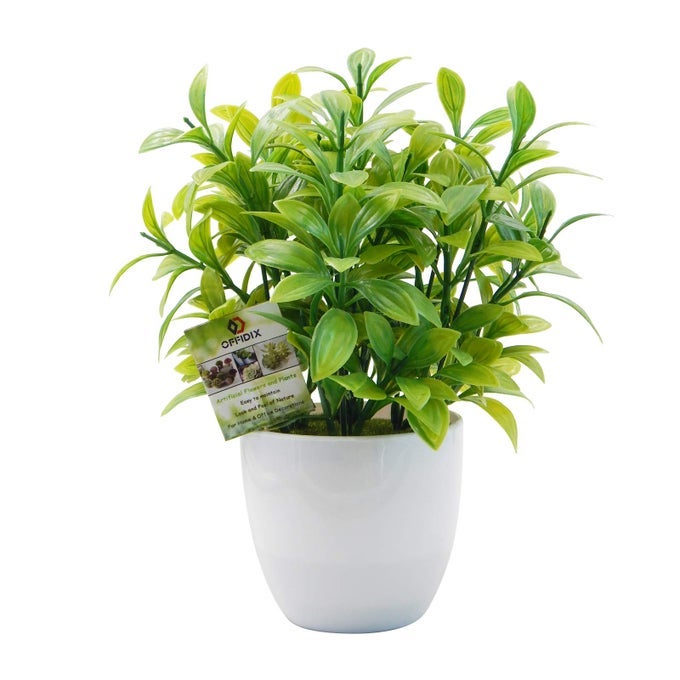 Mini Plastic Artificial Eucalyptus Leaves Topiary Plant with PotsFaux Plant Small Plants for HomeOffice and Bathroom Decoration