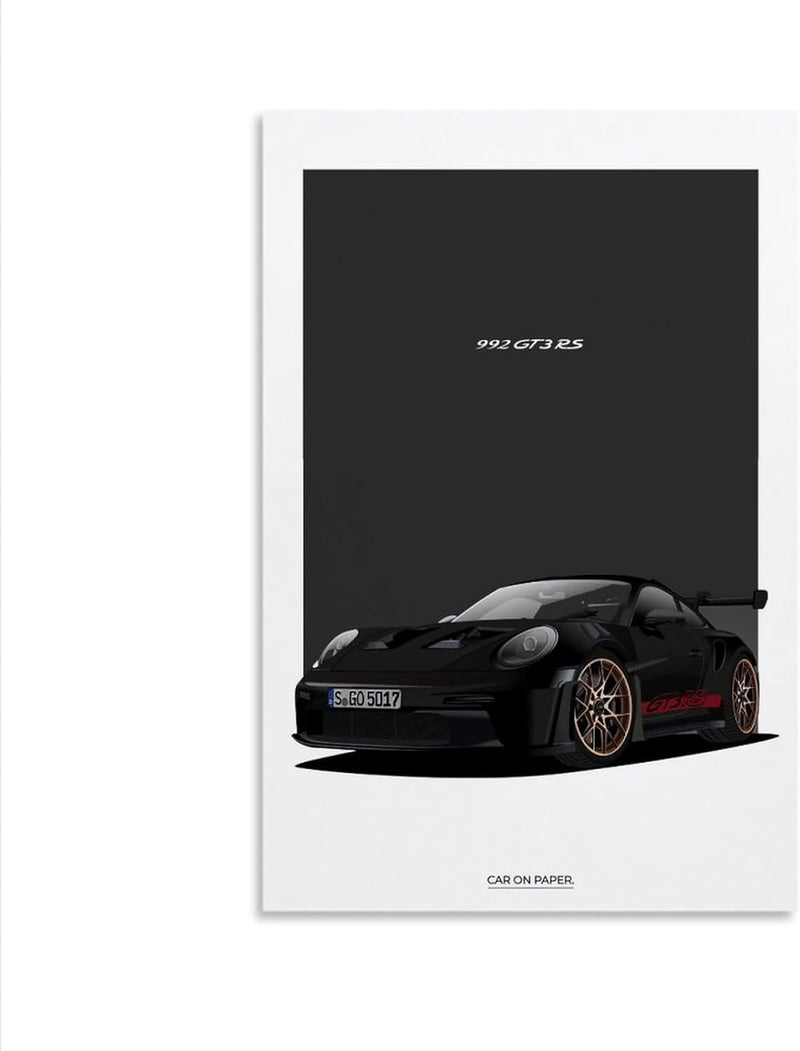 Dujoi Car Poster 911 GT3RS Posters Racing Car Wall Art Vintage Car Posters For Men Car Art Prints 911 Canvas Framed Unframe-style 12x18inch(30x45cm) - Image 1