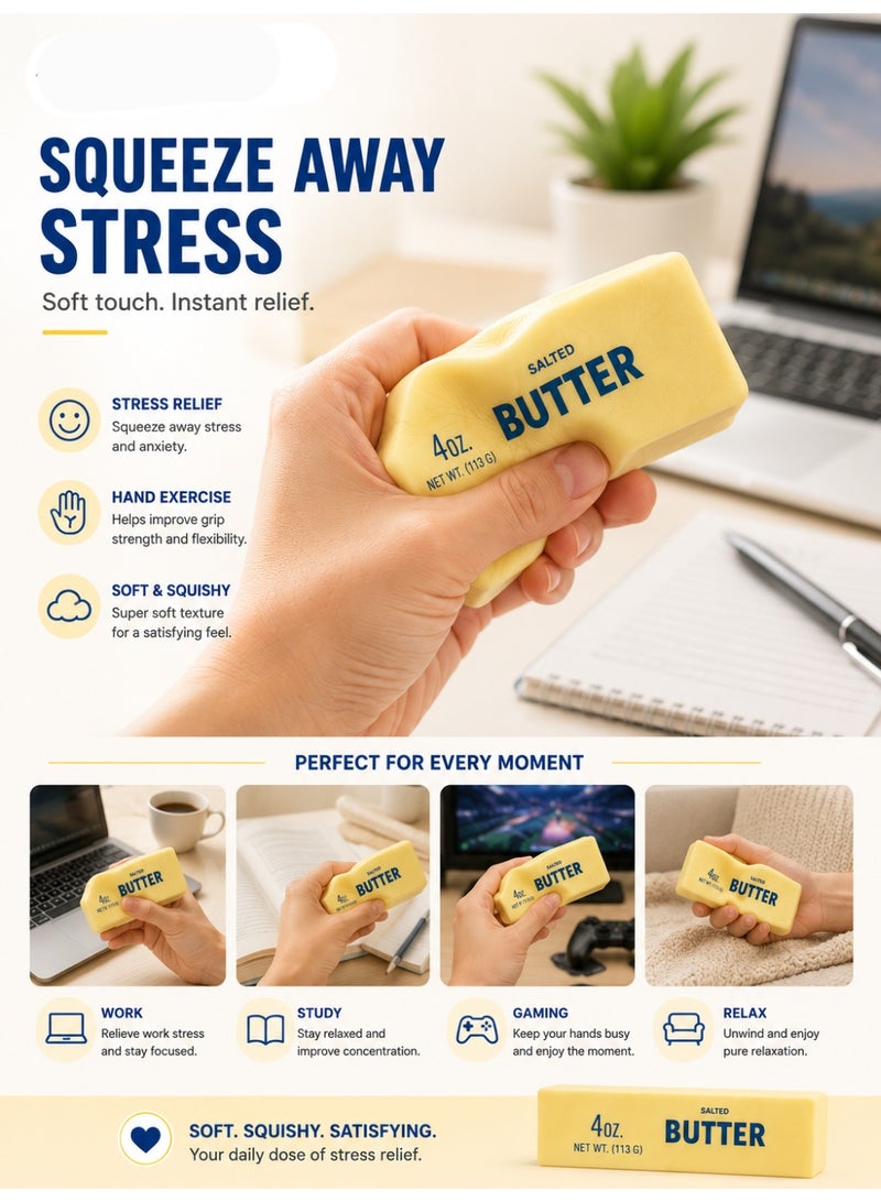 Eworld Butter Stick Squishy Toy - Soft Slow Rising Stress Relief Squeeze Fidget Toy Pocket Size Sensory Toy Available in Pack of 1 & 3 - Image 4