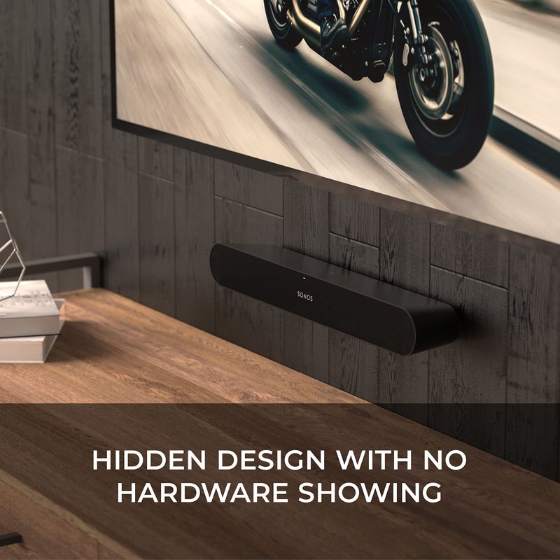 HumanCentric حامل حائط HumanCentric متوافق مع حامل صوت Sonos Ray، حامل بتصميم عائم متوافق مع حامل حائط Sonos Ray، حامل صوت لحامل Sonos Ray على الحائط تحت التلفاز، أسود - Image 4