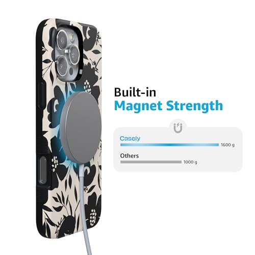 Casely iPhone 16 Pro Case Dark Fantasy Contrast Floral Bold Protective Design Compatible with MagSafe - Image 3