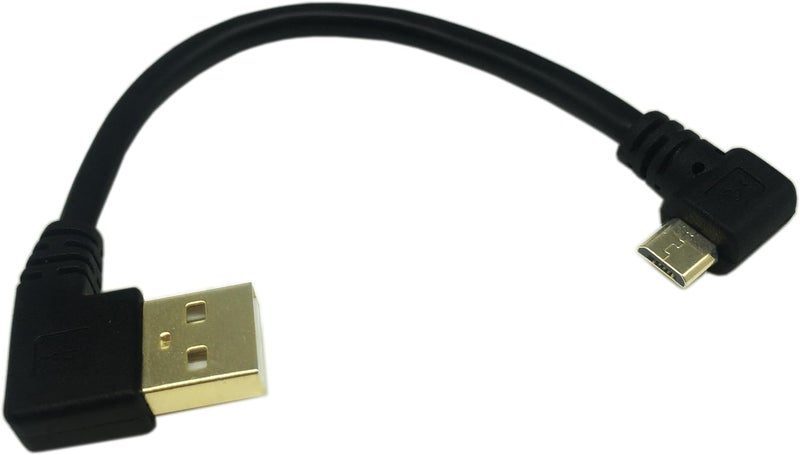 CERRXIAN 15cm 6inch Micro USB Short Cable Combo Gold Plated Left  Right Angle Micro USB 5 Pin Male to USB 20 Type A Left Angle Male Data Sync and Charge Cable 2Pack - Image 2