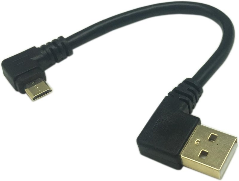 CERRXIAN 15cm 6inch Micro USB Short Cable Combo Gold Plated Left  Right Angle Micro USB 5 Pin Male to USB 20 Type A Left Angle Male Data Sync and Charge Cable 2Pack - Image 3