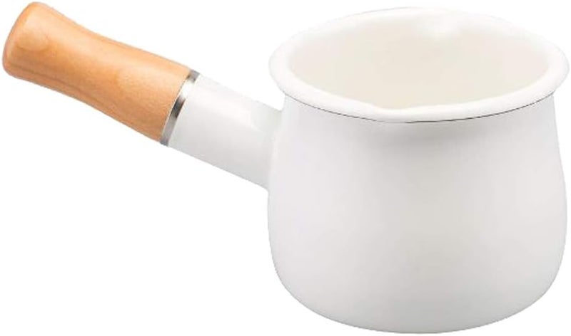 klarako Mini Chocolate Milk Pan Non Stick Small Enamel Pan Chocolate Butter Sugar Melting Pot Coffee Warmer Kitchen Cookware, 10cm  White, 10cm - Image 5
