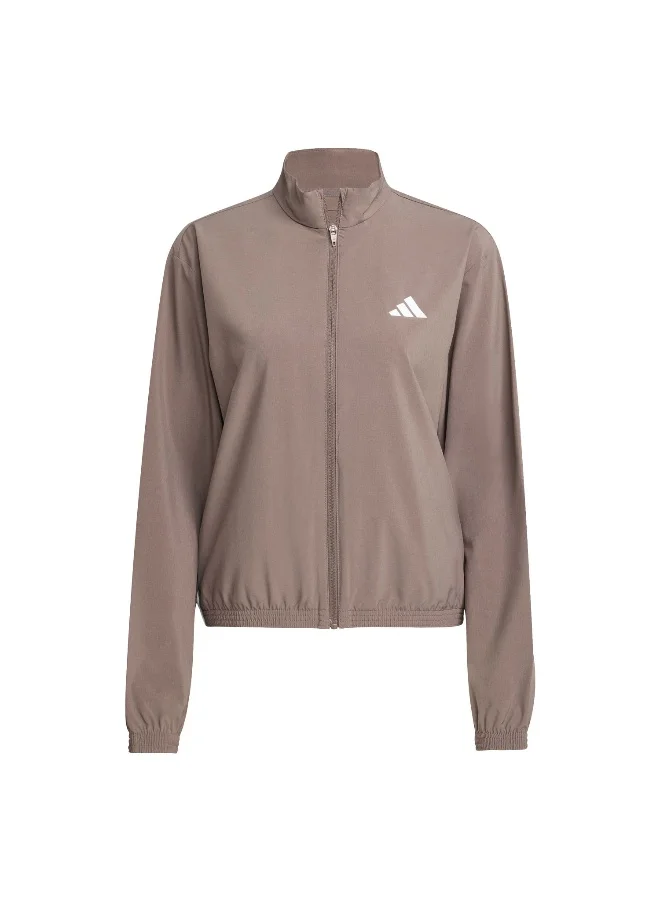 Adidas We 3S Woven Jkt Brown Training Track Tops For Women XS