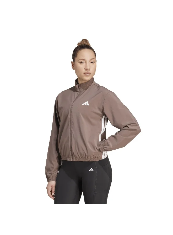 Adidas We 3S Woven Jkt Brown Training Track Tops For Women XS