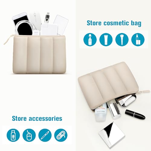TECOOL Puffy Laptop Case 16 inch,Laptop Sleeve 16 inch for 16 inch Notebook MacBook Pro 16" Lenovo Thinkpad HP Acer Asus Dell Chromebook,Protective Waterproof 16 Inch Sleeve with Small Case,Beige - Image 4