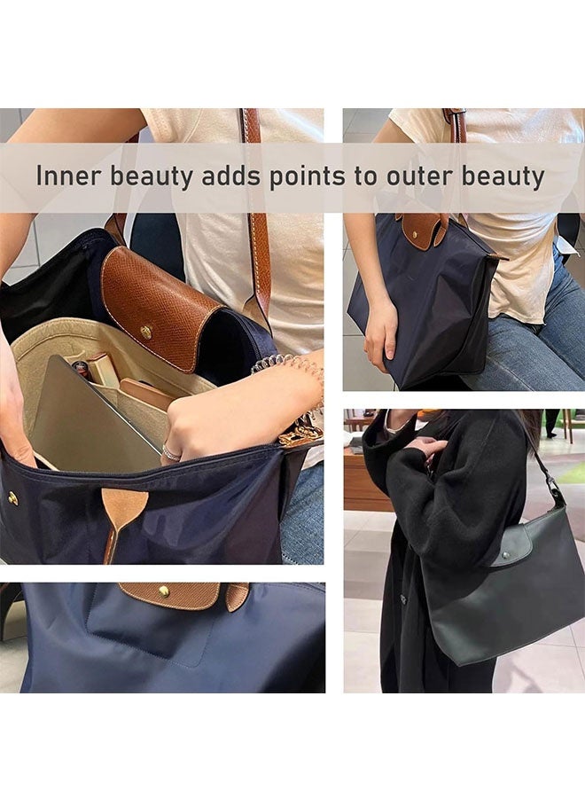 Tote Bag Organizer, Folding Tote Bag Insert, Large Multi Pocket Felt Bag Organizer with Zipper, Handbag Base Shaper for Handbag Purse Travel Bags, Classify and Organize Items, Dark Blue - Image 5