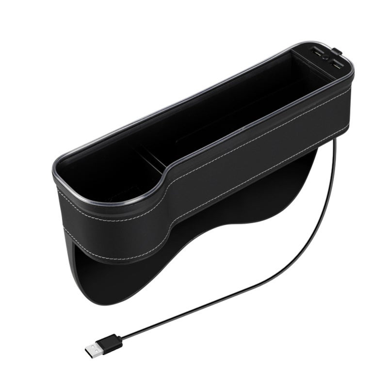 Car Seat Trough Filler Organizer with USB LED Lights, Cup Holder Car Storage Box with 2 Fast-Charging Port Interior Accessory - Image 1