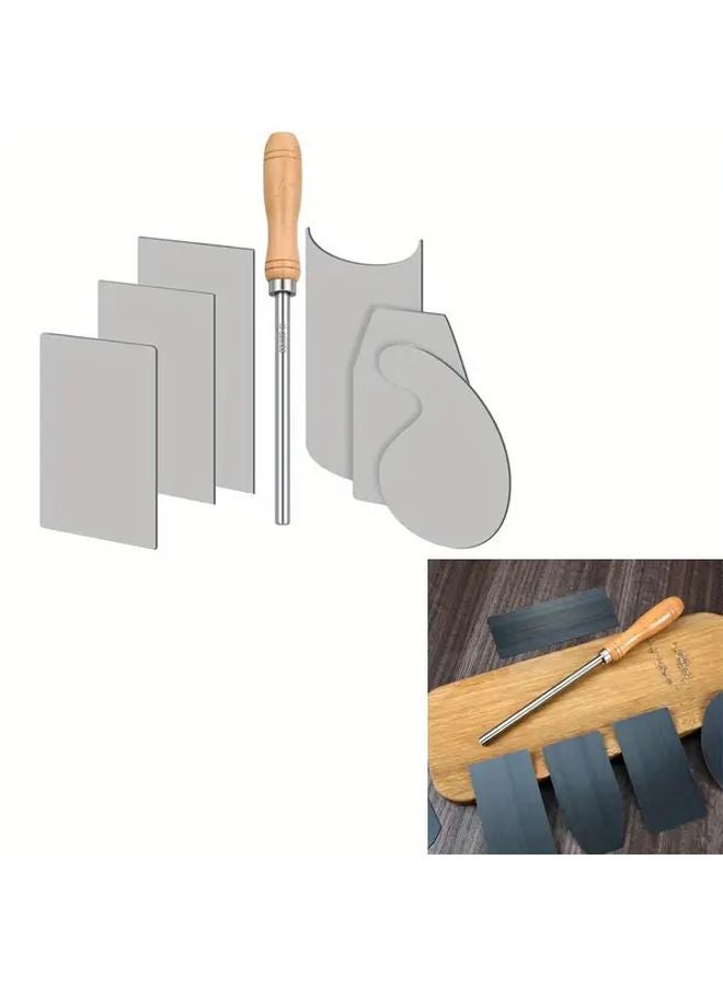 Woodworking Cabinet Scraper Set With 6 Blades Silvery Finish For Precision Tasks - Image 2