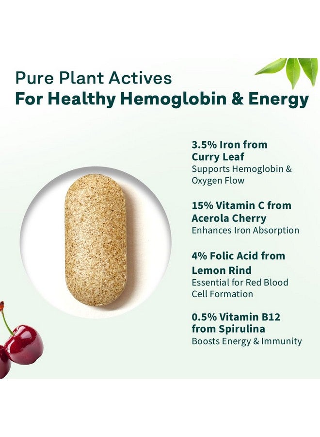 OZiva Iron Supplement with Folic Acid, Vitamin D3 & B12 | Supports hemoglobin, energy & immunity | For Men & Women - 60 Tablets - Image 3