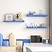 RYOFOBETTO Blue Floating Shelves Room Decor ShelvesPink Kawaii Room Decor Wall Shelves for Living Room Bedroom Picture Frames Plants Kitchen Set of 3 Blue - Image 3