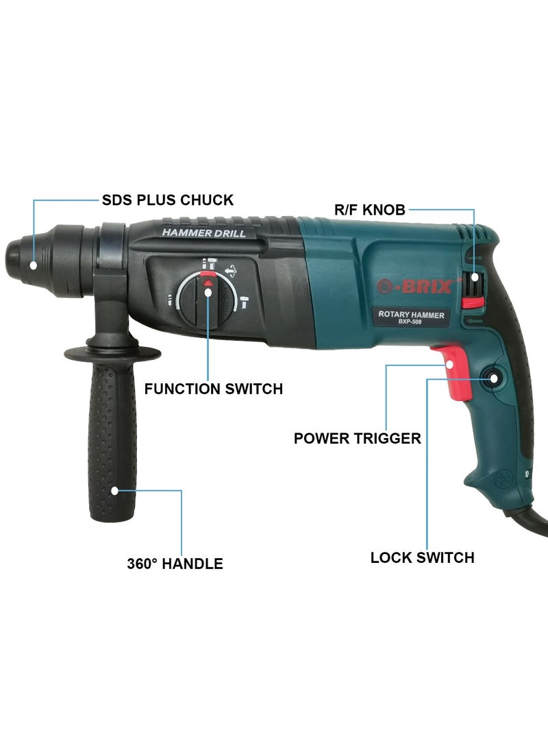 Brix High Quality Rotary Hammer Drilling Machine 26mm 220 and 240V 50/60Hz 800W 900rpm Power Drill Machine BRIX BXP508 - Image 2