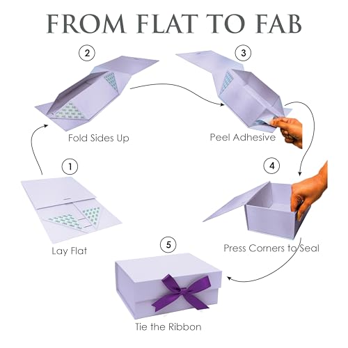 Boxotica Lavender Small Gift Box – Foldable Rigid Hamper with Ribbon & Greeting Card | 23.5×17×10 cm Reusable Keepsake Box for Jewelry, Chocolates, Weddings, Birthdays, Bridesmaid Proposals - Image 2